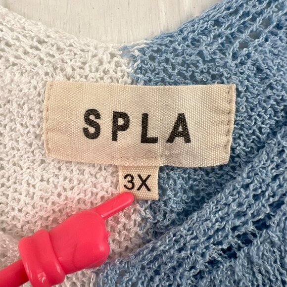 SPLA Blue White & Navy Color Block Knit Tank Top Size 3X - Picture 2 of 4